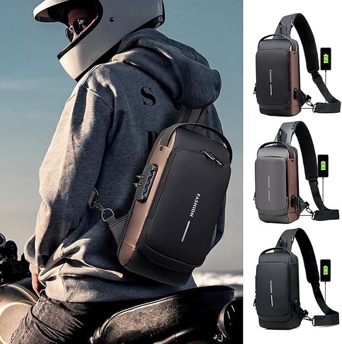 Unisex Sling Bag with USB Port – Waterproof, Anti-Theft, Crossbody Shoulder Bag