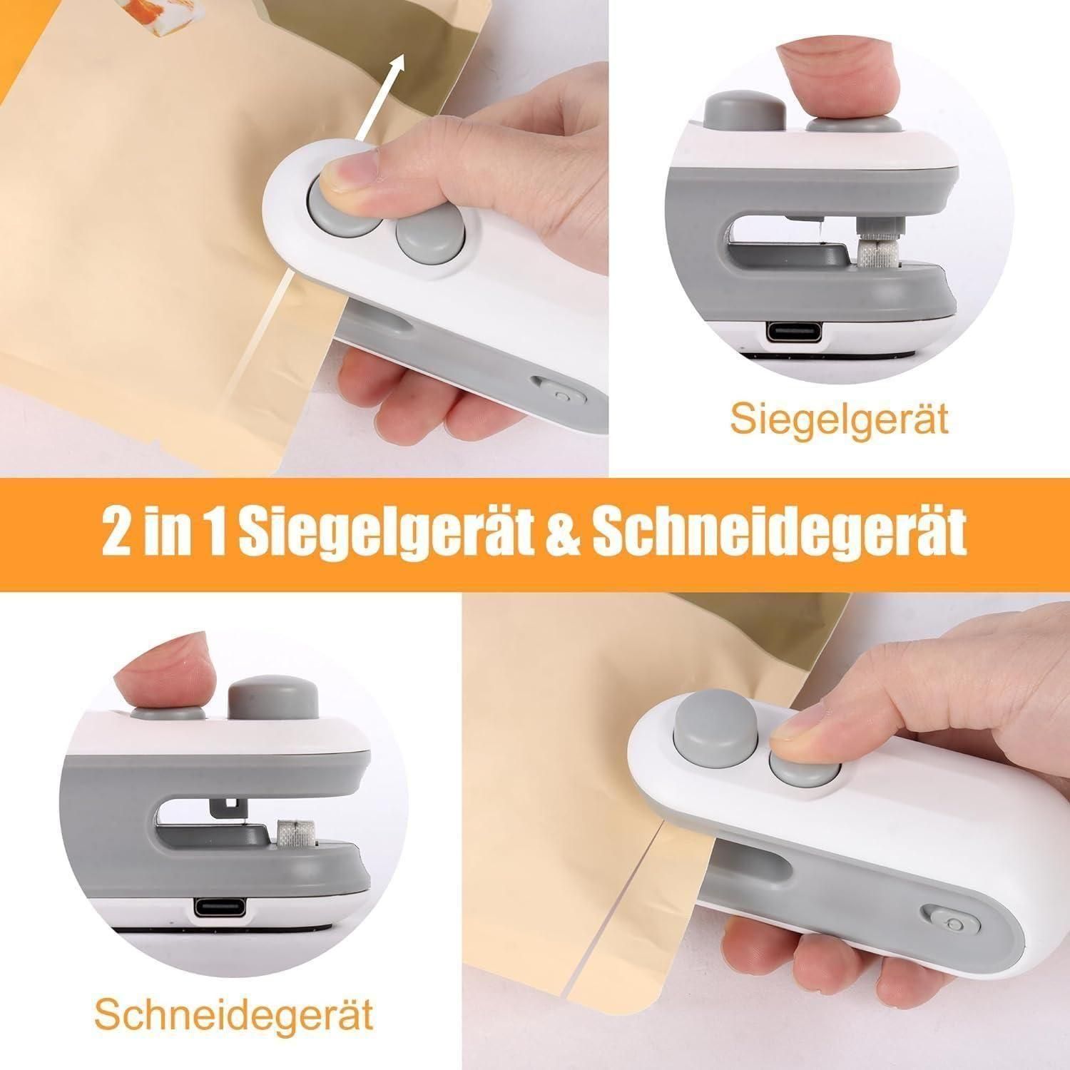 Portable Mini Sealing Machine 2-in-1 (USB Rechargeable, Magnetic, Heat Seal with Cutter)