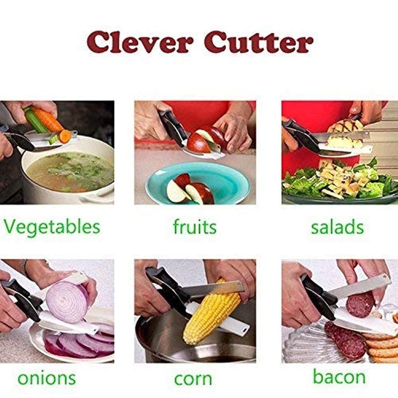 Clever Cutter – 2-in-1 Kitchen Knife & Cutting Board | Stainless Steel Food Chopper