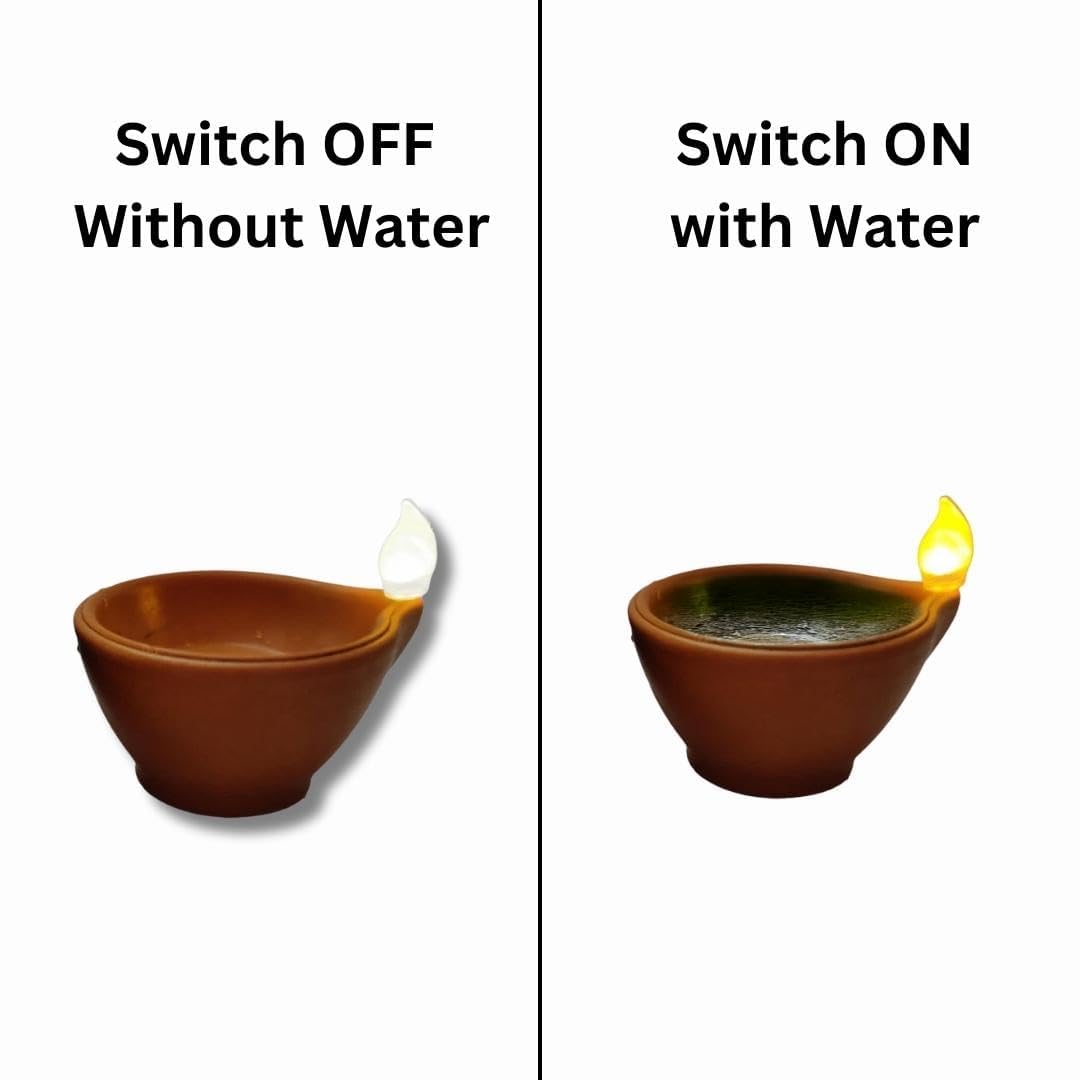 perpetual Water Sensor Diya for Home Decoration - 12 Pcs Electric Flameless & Smokeless LED Diya Lights