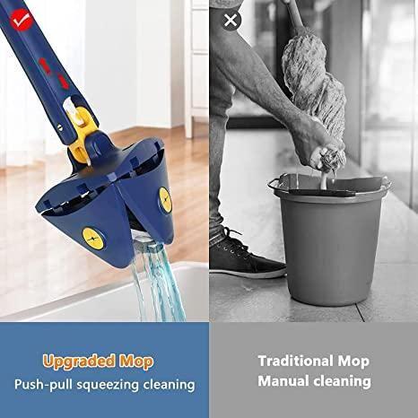 Blue Triangle 360° Squeezing Mop – Smart Cleaning Made Easy!