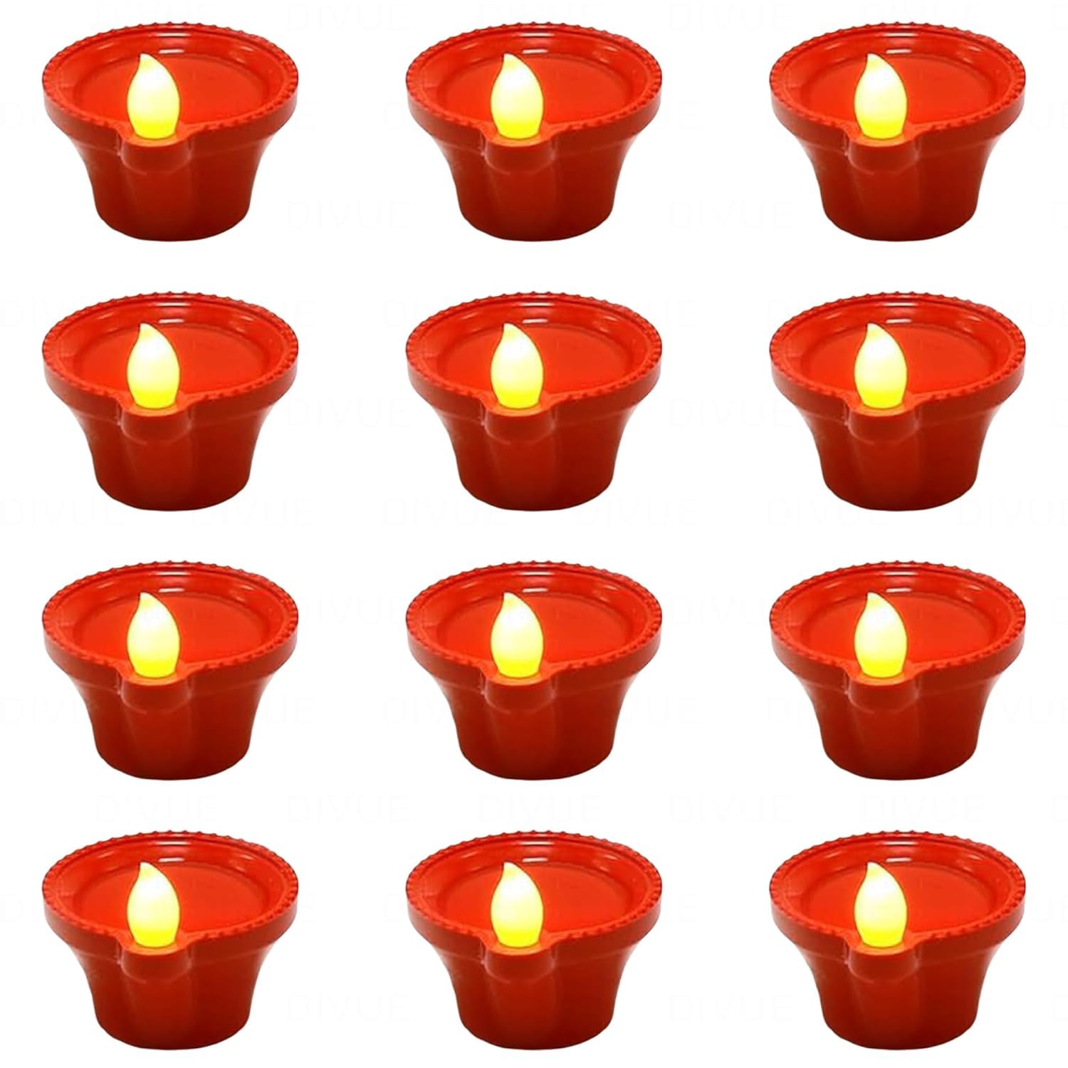 perpetual Water Sensor Diya for Home Decoration - 12 Pcs Electric Flameless & Smokeless LED Diya Lights