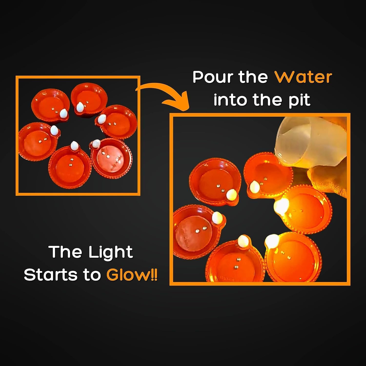 perpetual Water Sensor Diya for Home Decoration - 12 Pcs Electric Flameless & Smokeless LED Diya Lights