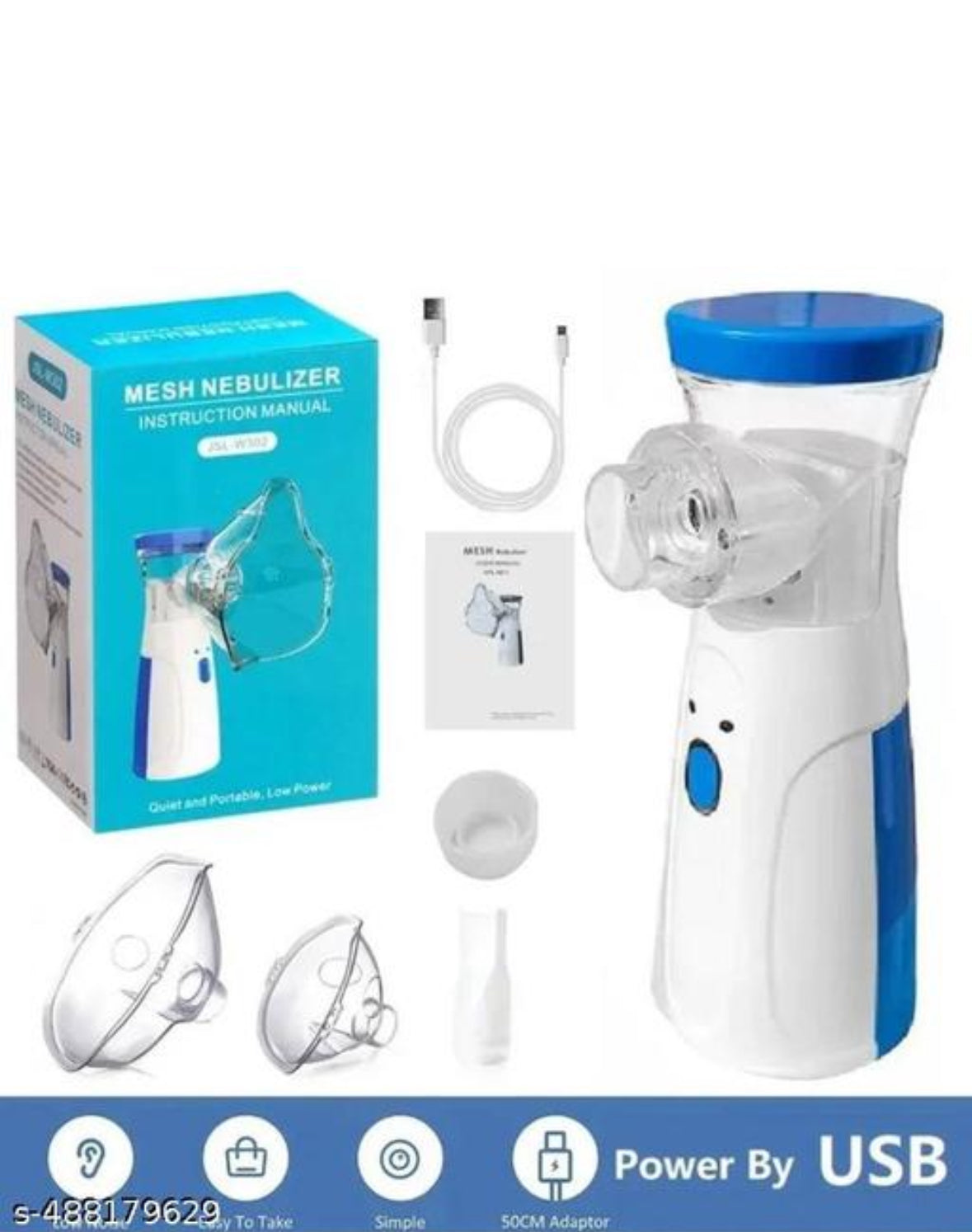 Premium Portable Mesh Nebulizer Machine for Kids & Adults – Handheld Inhaler with Masks & Mouthpiece for Breathing Relief