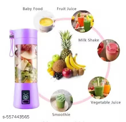 Portable USB Rechargeable 6 Blade Juicer mixer (380ml)