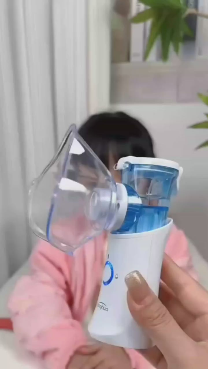 Premium Portable Mesh Nebulizer Machine for Kids & Adults – Handheld Inhaler with Masks & Mouthpiece for Breathing Relief